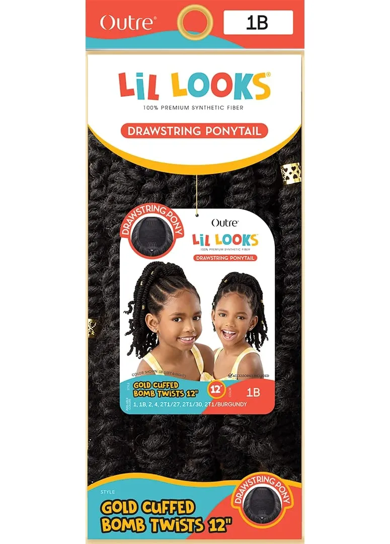 Outre Lil Looks Drawstring Ponytail GOLD CUFFED BOMB TWISTS 12" (2)