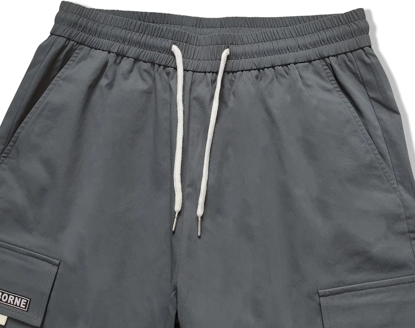 OYOANGLE Men's Casual Drawstring Elastic Waist Flap Pocket Letter Graphic Street Jogger Cargo Pants