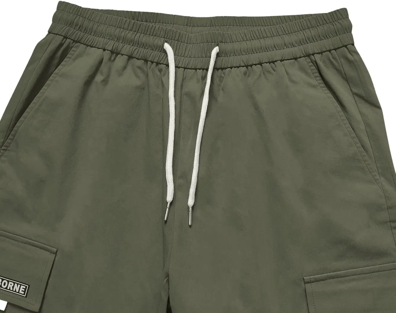 OYOANGLE Men's Casual Drawstring Elastic Waist Flap Pocket Letter Graphic Street Jogger Cargo Pants