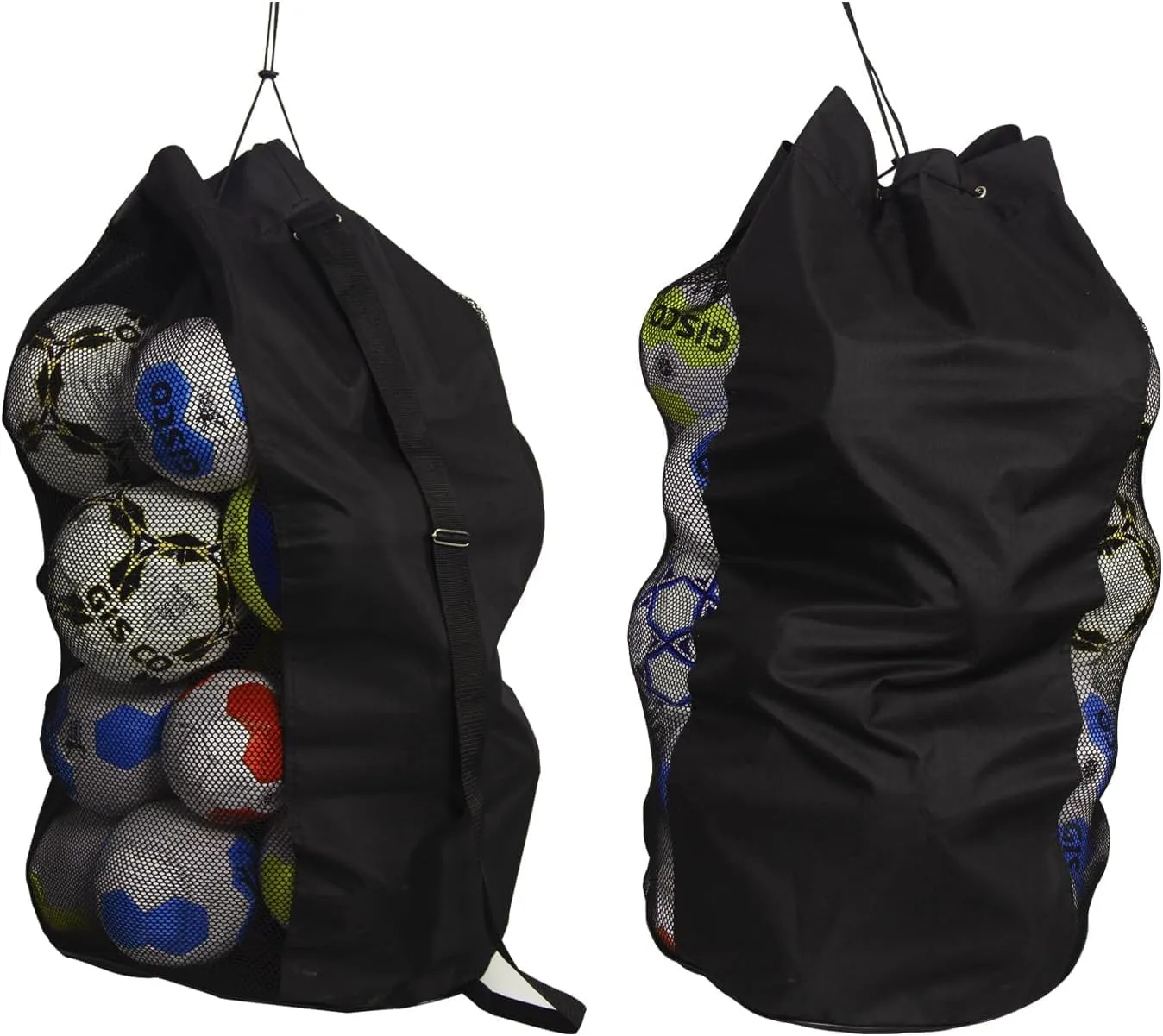Pack of 1 - Heavy Duty XL Soccer Mesh Equipment Ball Bag w/Adjustable Shoulder Strap Design for Coach Team Work Ball Bags for Holding Soccer, Football, Volleyball, Swimming Gear