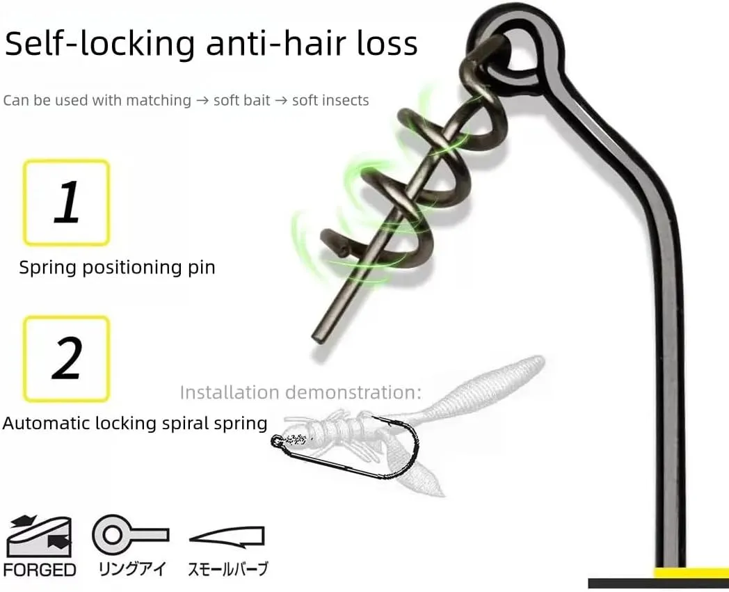 Pack of 60 Extra Wide Gap Hook with Spring Pin Swimbait Hooks with Twistlock for Bass Fishing Soft Plastic Hook