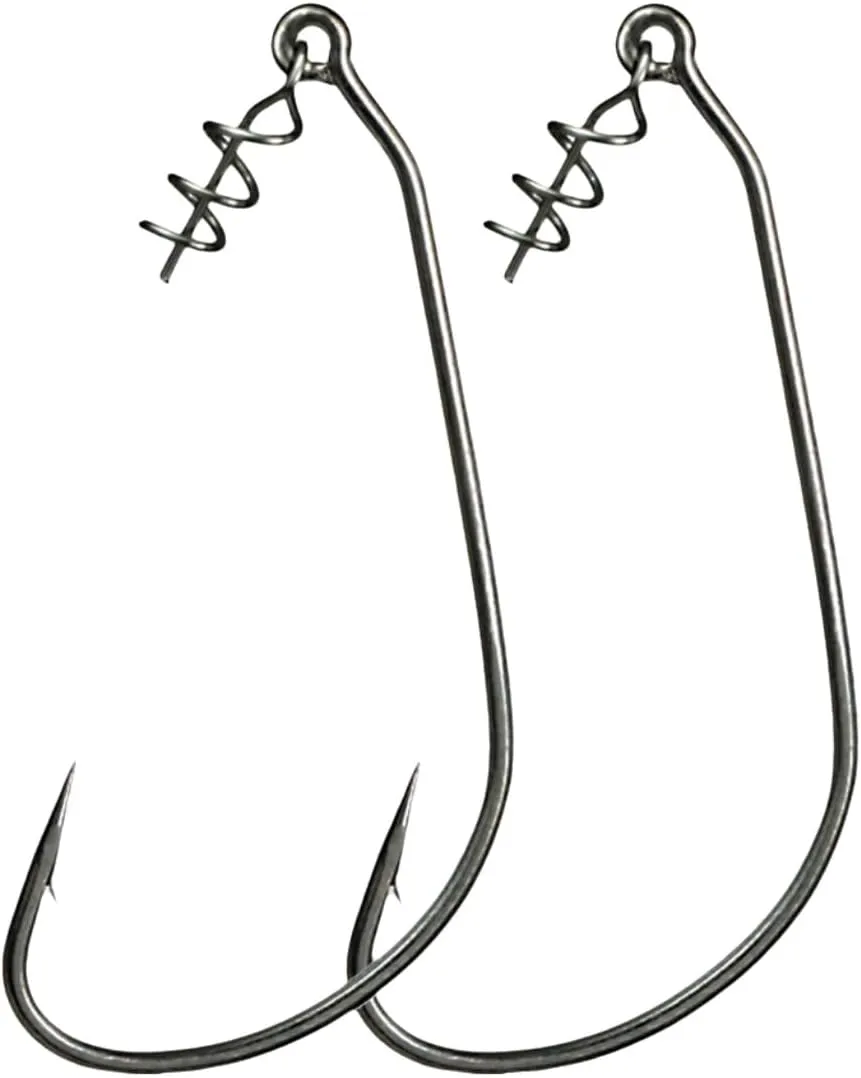 Pack of 60 Extra Wide Gap Hook with Spring Pin Swimbait Hooks with Twistlock for Bass Fishing Soft Plastic Hook