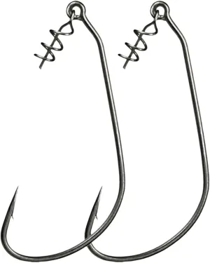 Pack of 60 Extra Wide Gap Hook with Spring Pin Swimbait Hooks with Twistlock for Bass Fishing Soft Plastic Hook