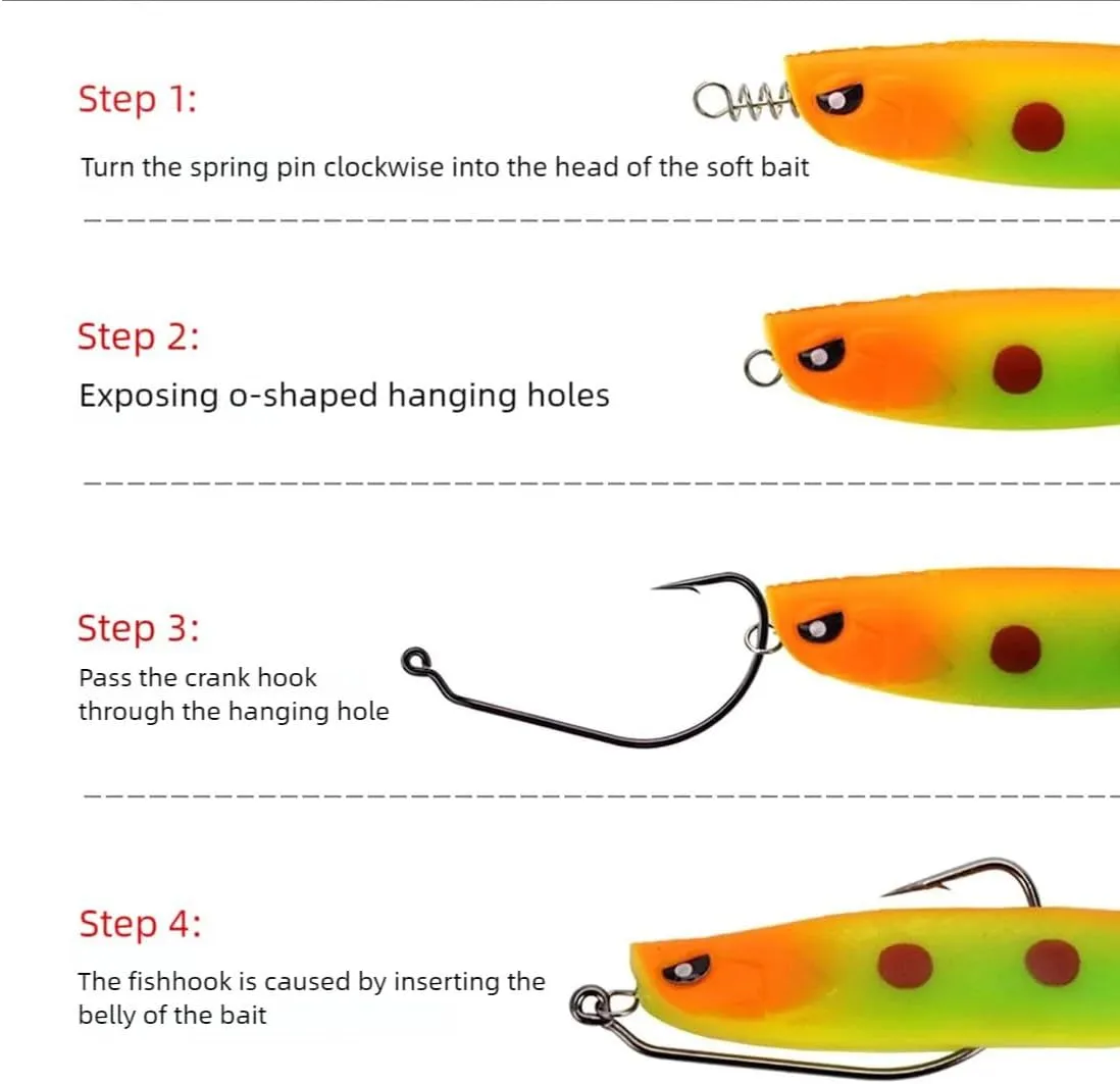 Pack of 60 Extra Wide Gap Hook with Spring Pin Swimbait Hooks with Twistlock for Bass Fishing Soft Plastic Hook