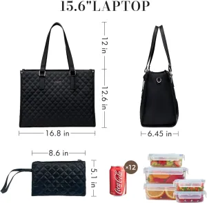 Packuum 3 in 1 Tote Bag, Casual Insulated Lunch Combo Tote Bag for Business Work Nurse Collage Travel (Black)