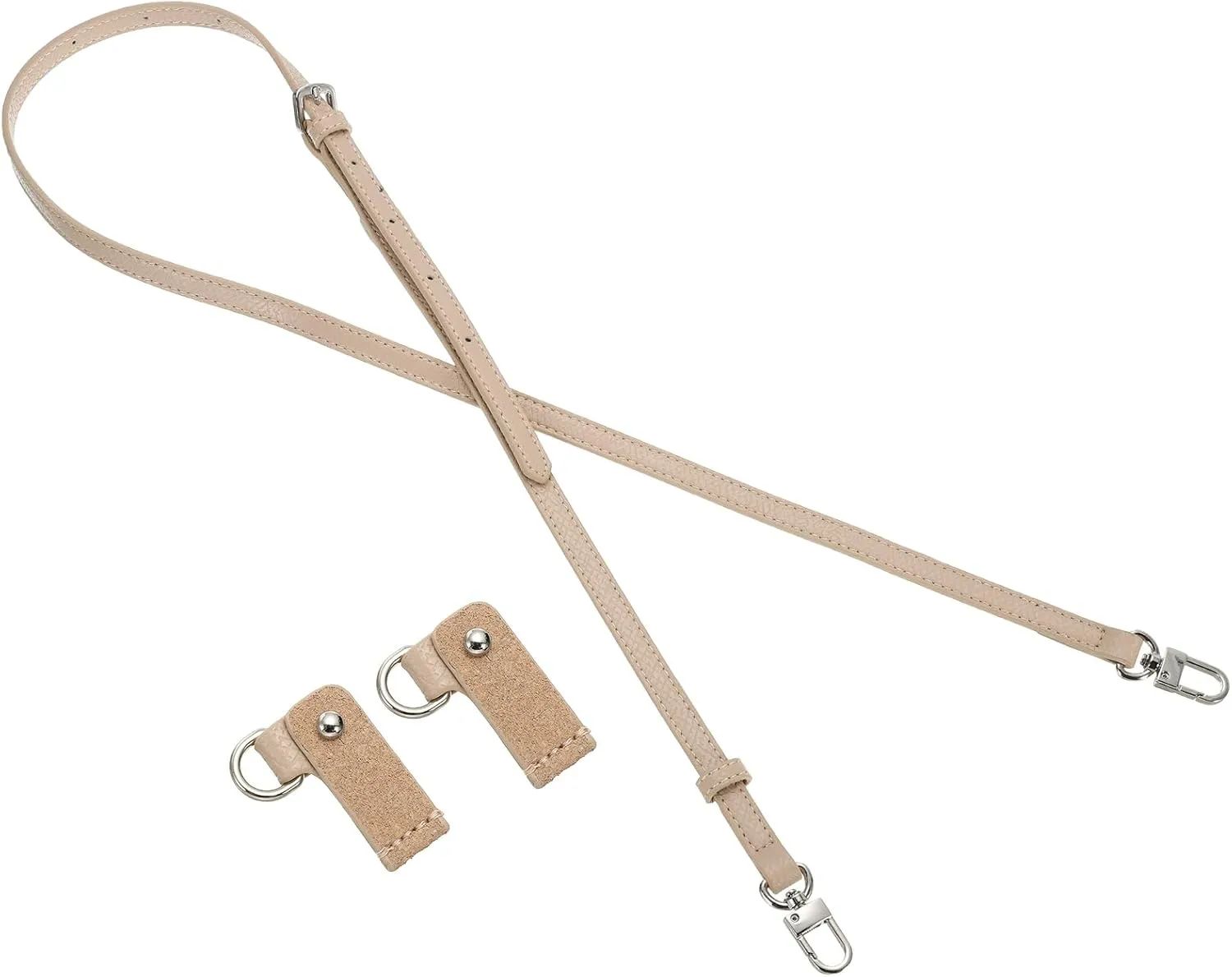 PATIKIL Leather Shoulder Straps, Adjustable Purse Straps Replacement Kit Crossbody Handbag with Silver Clasp for Mini Tote Bag, White