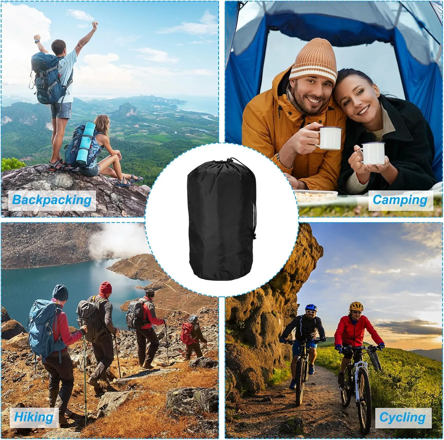 PATIKIL Stuff Sack, Waterproof Outdoor Storage Sack Portable Drawstring Dust Flap Bag for Camping Hiking