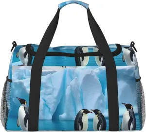 Penguins On The Iceberg Travel Duffel Bag Lightweight Waterproof Carry On Tote Bag Foldable Weekender Overnight Bags Sport Gym Bag For Women Men