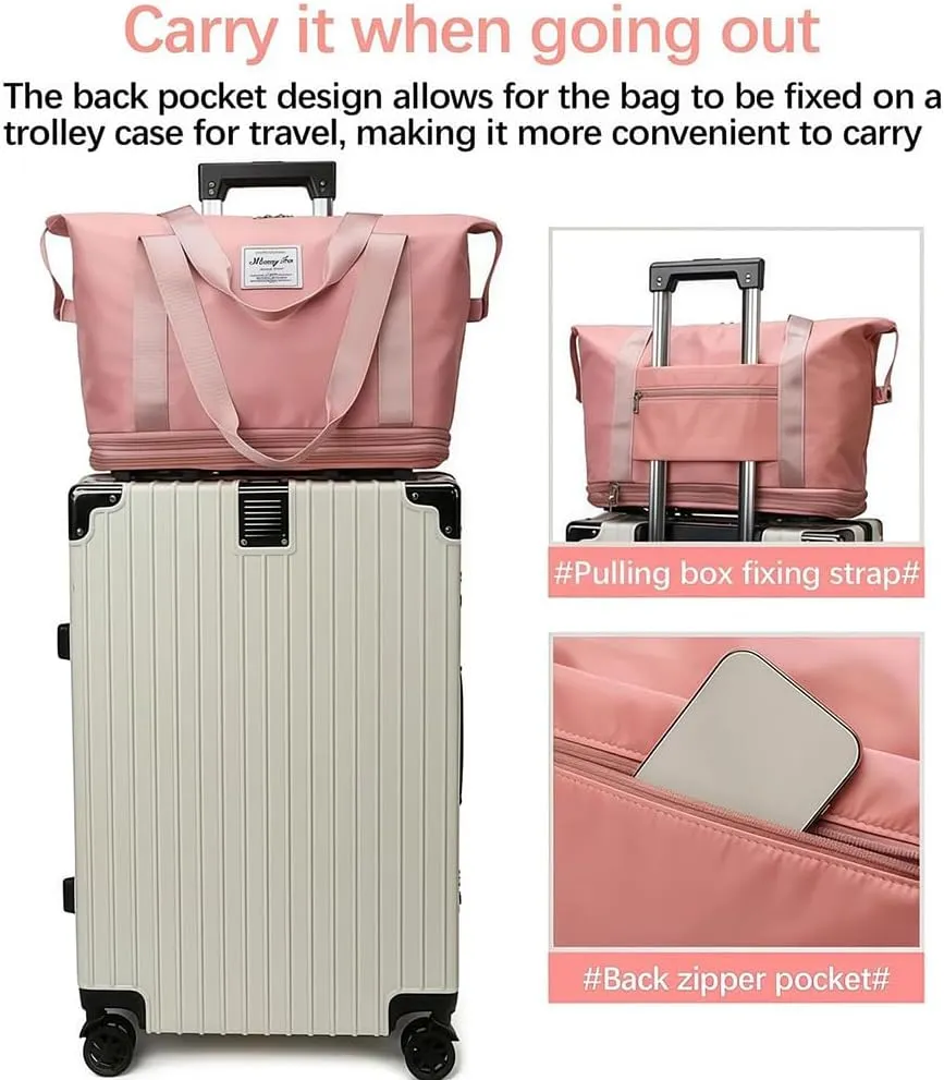 Pepepo Travel Bag with Wheels, 2025 New Large Capacity Travel Bag - Universal Wheel Removable (Grey)