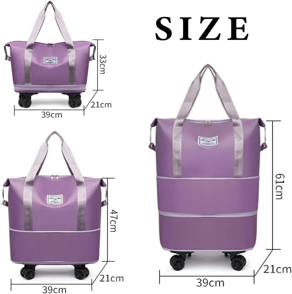 Pepepo Travel Bag with Wheels, 2025 New Large Capacity Travel Bag - Universal Wheel Removable (Grey)