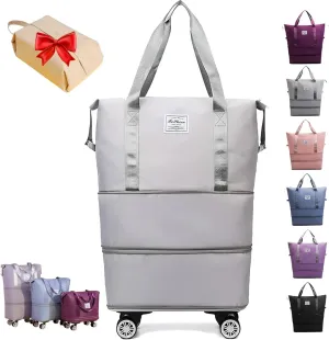 Pepepo Travel Bag with Wheels, 2025 New Large Capacity Travel Bag - Universal Wheel Removable (Grey)
