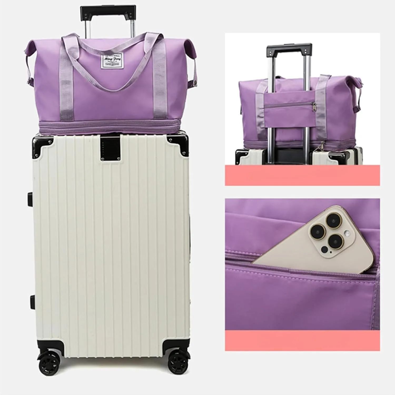 Pepepo Travel Bag with Wheels,Beente Travel Bag with Wheels,Kulken Large Capacity Travel Bags -Universal Wheel Removable (A)