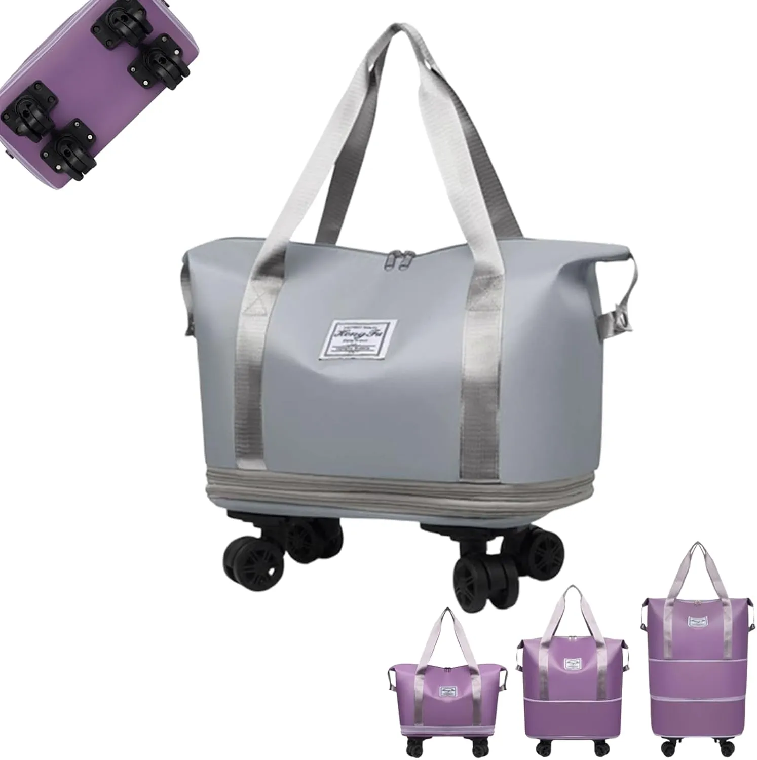 Pepepo Travel Bag with Wheels,Beente Travel Bag with Wheels,Kulken Large Capacity Travel Bags -Universal Wheel Removable (C)