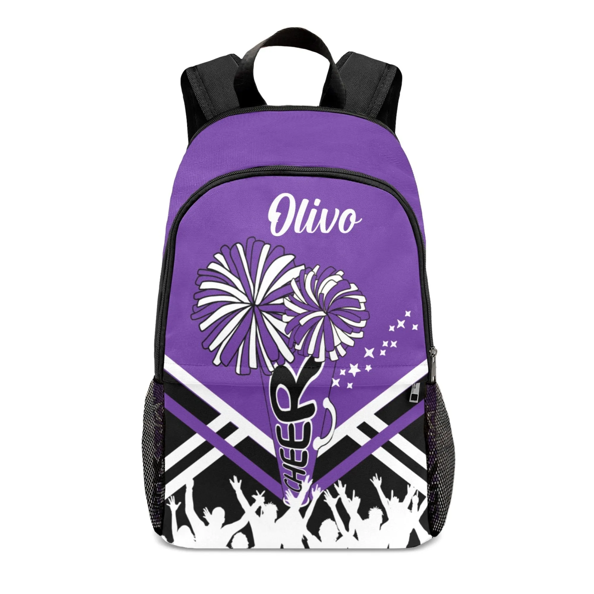 Personalized Cheer Cheerleader Green Blue Orange Pink Purple Red All Over Print Casual Adult Name Backpacks