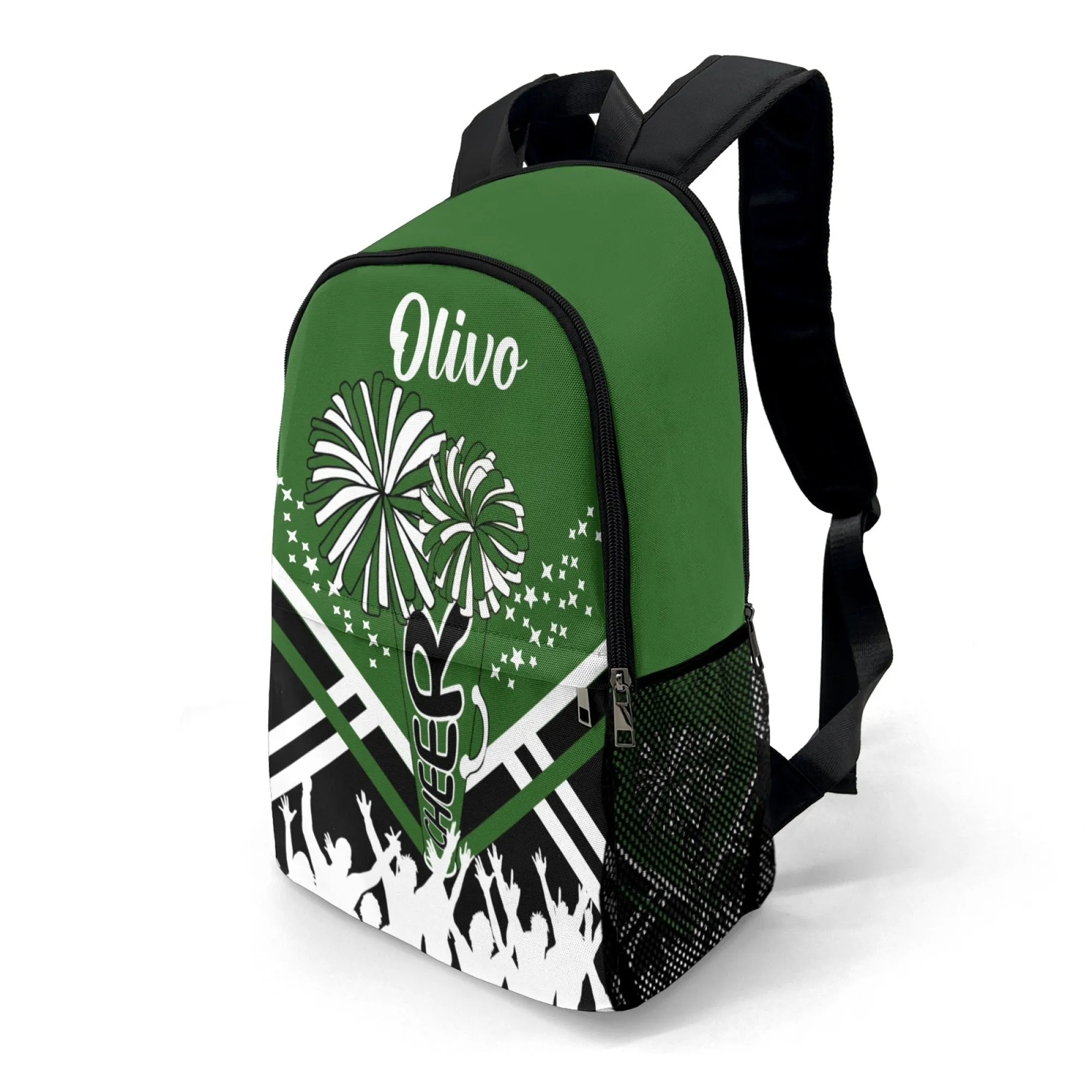 Personalized Cheer Cheerleader Green Blue Orange Pink Purple Red All Over Print Casual Adult Name Backpacks