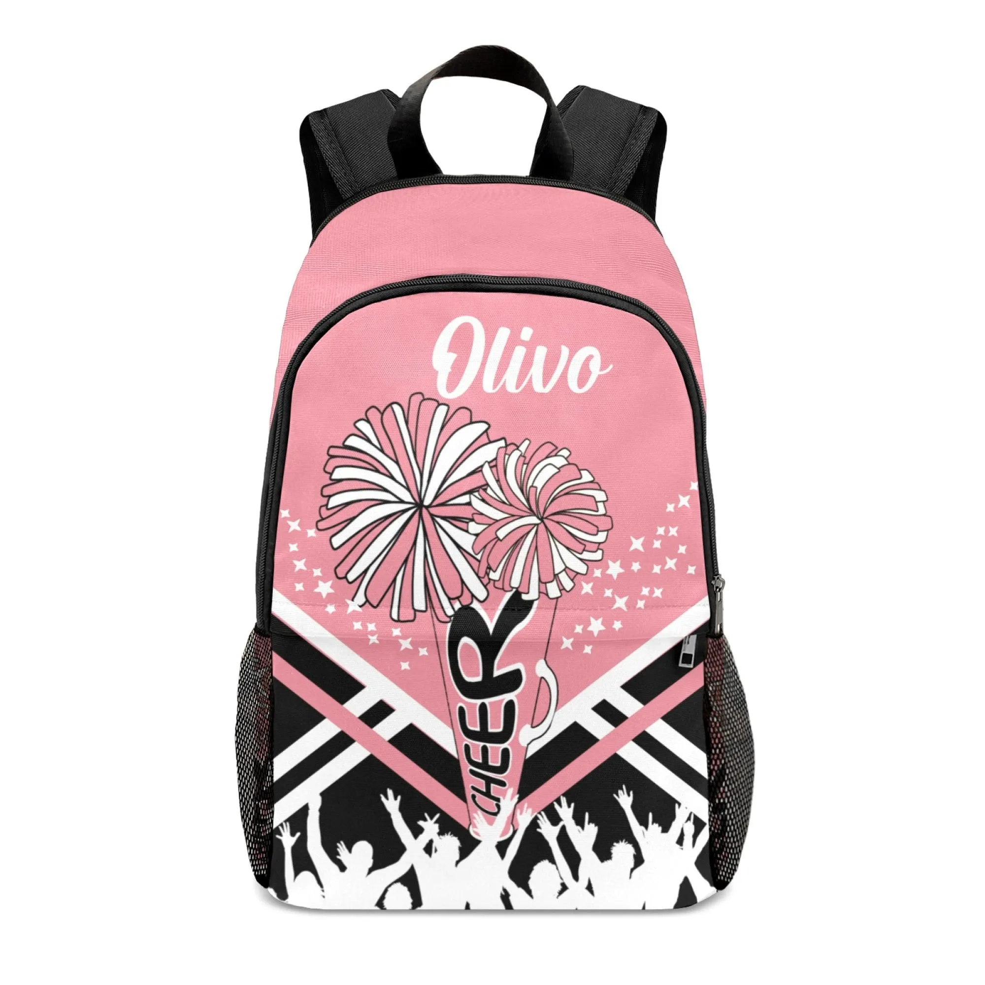 Personalized Cheer Cheerleader Green Blue Orange Pink Purple Red All Over Print Casual Adult Name Backpacks