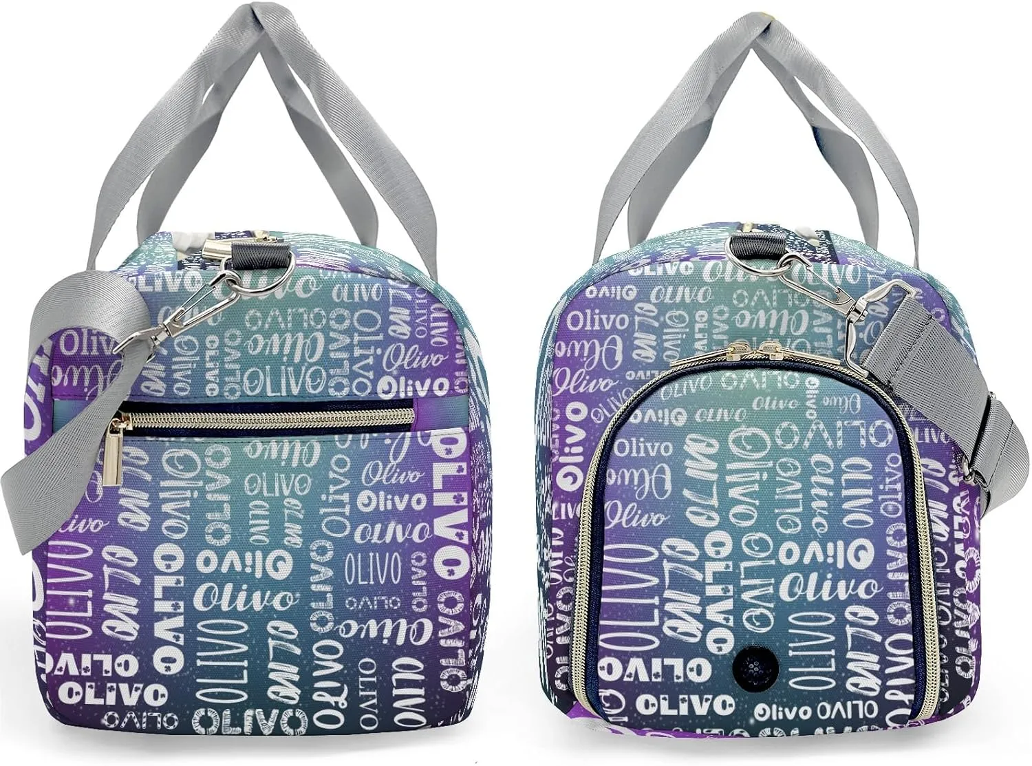 Personalized Duffel Bag with Name Custom Travel Bags for Woman Sports Gym Bag Wet Dry Pockets & Shoe Compartment Weekend Overnight Bag for Gift Purple Blue