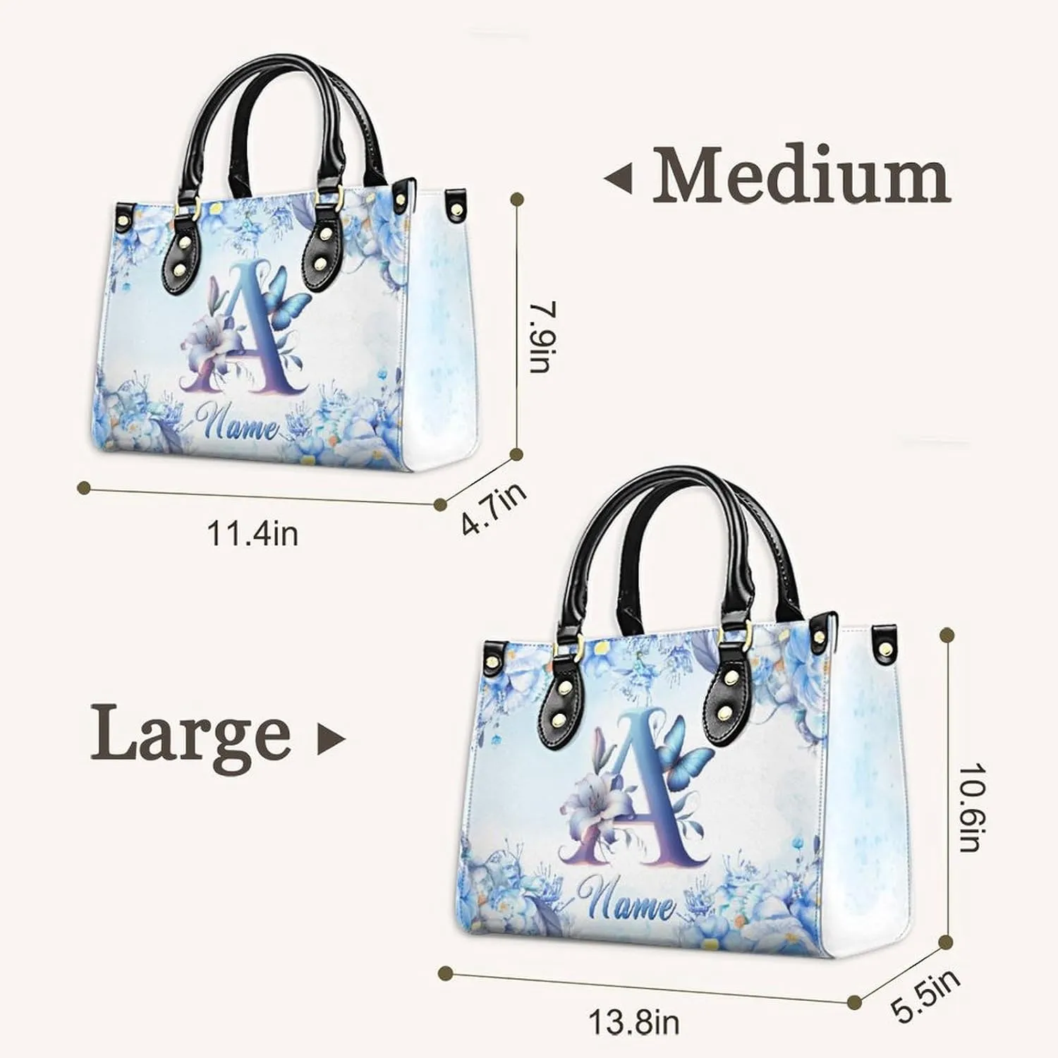 Personalized Leather Handbag, Custom Purse for Women, Add Your Design/Photo/Text, Initial Tote Bag Gifts with Name