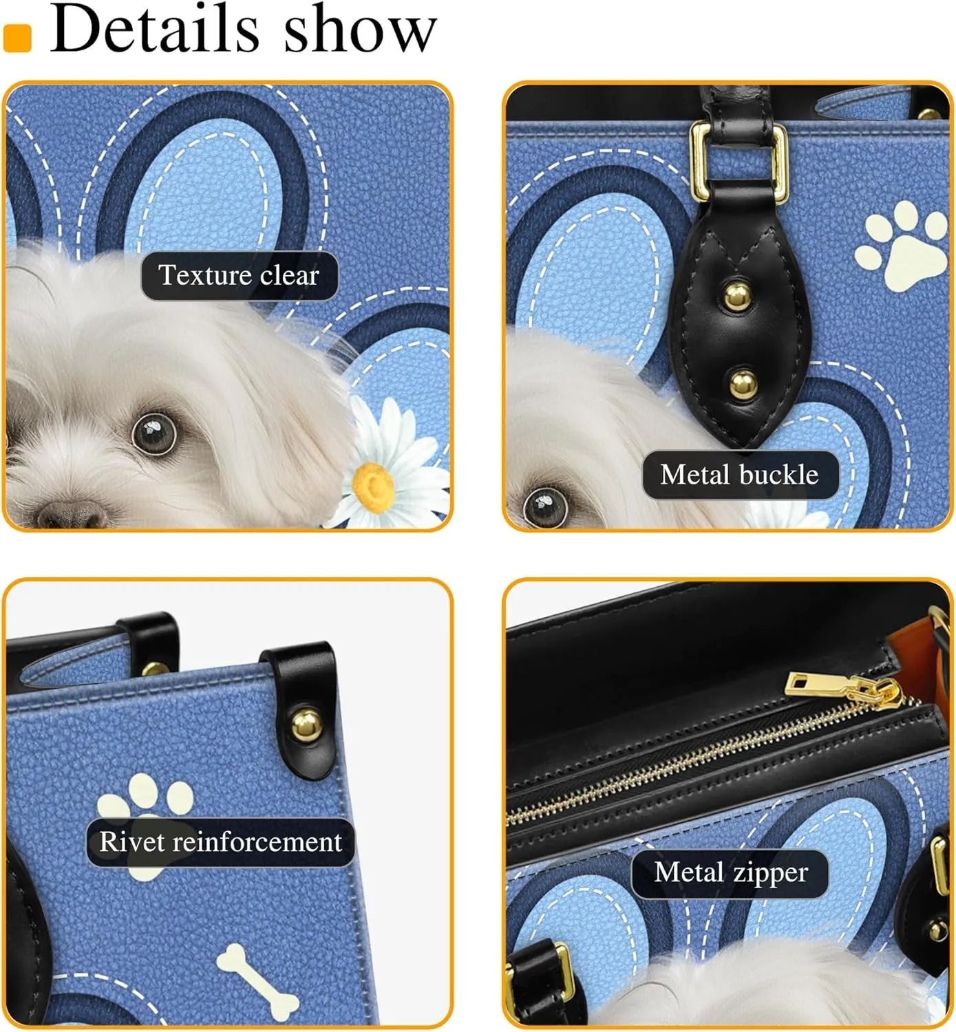 Personalized Maltese Dog Handbags, Custom Name Dog Leather Bags, Purses, Shoulder Bag, Gift For Dog Mom Dog Lover