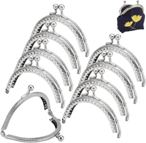 PH PandaHall 10pcs Purse Clasp Frame, Wallet Bag Kiss Clasp Lock Retro Arch Purse Coin Bag Frame Metal Purse Clip Hardware for DIY Craft Purse Bag Handle Sewing Craft, Platinum, 3.35inch Long