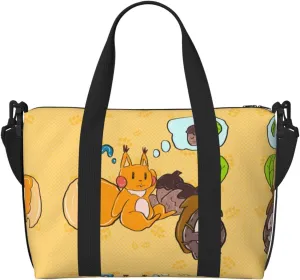 Phayah Sunflower Seed Squirrel Travel Duffel Bag,Sports Tote Gym Bag,Shoulder Weekender Overnight Bag For Women