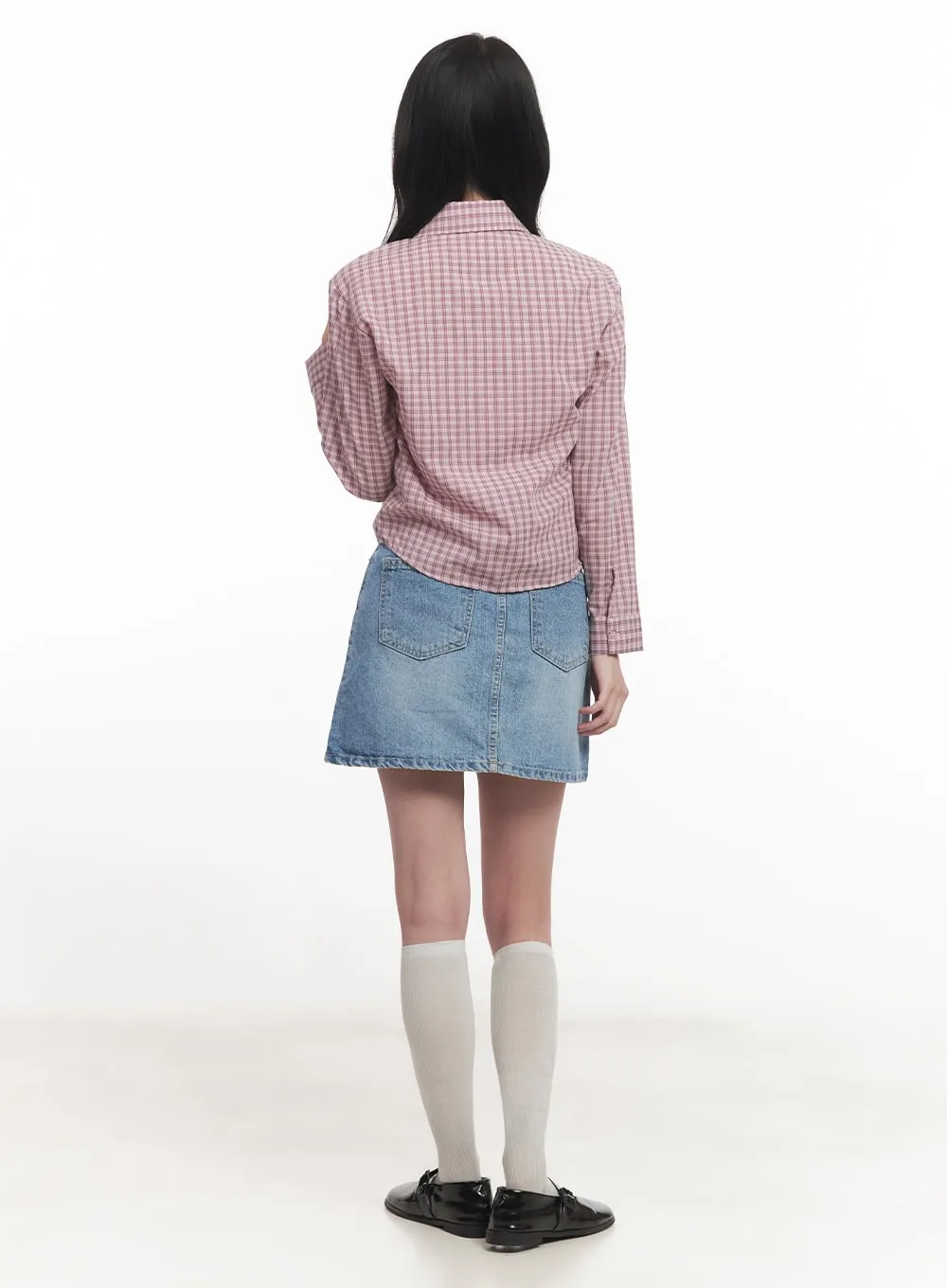 Picnic Checkered Crop Collared Shirt CA511