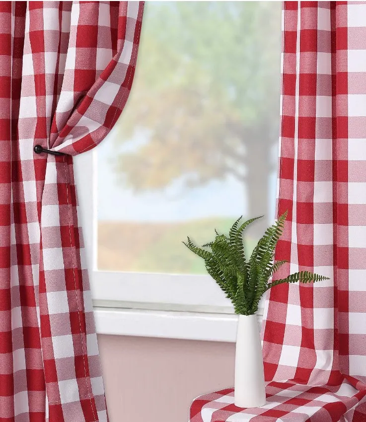 Picnic Checkered Event Drapery Panels | Gingham Fabric Curtains | 100% Polyester | 1x1 |