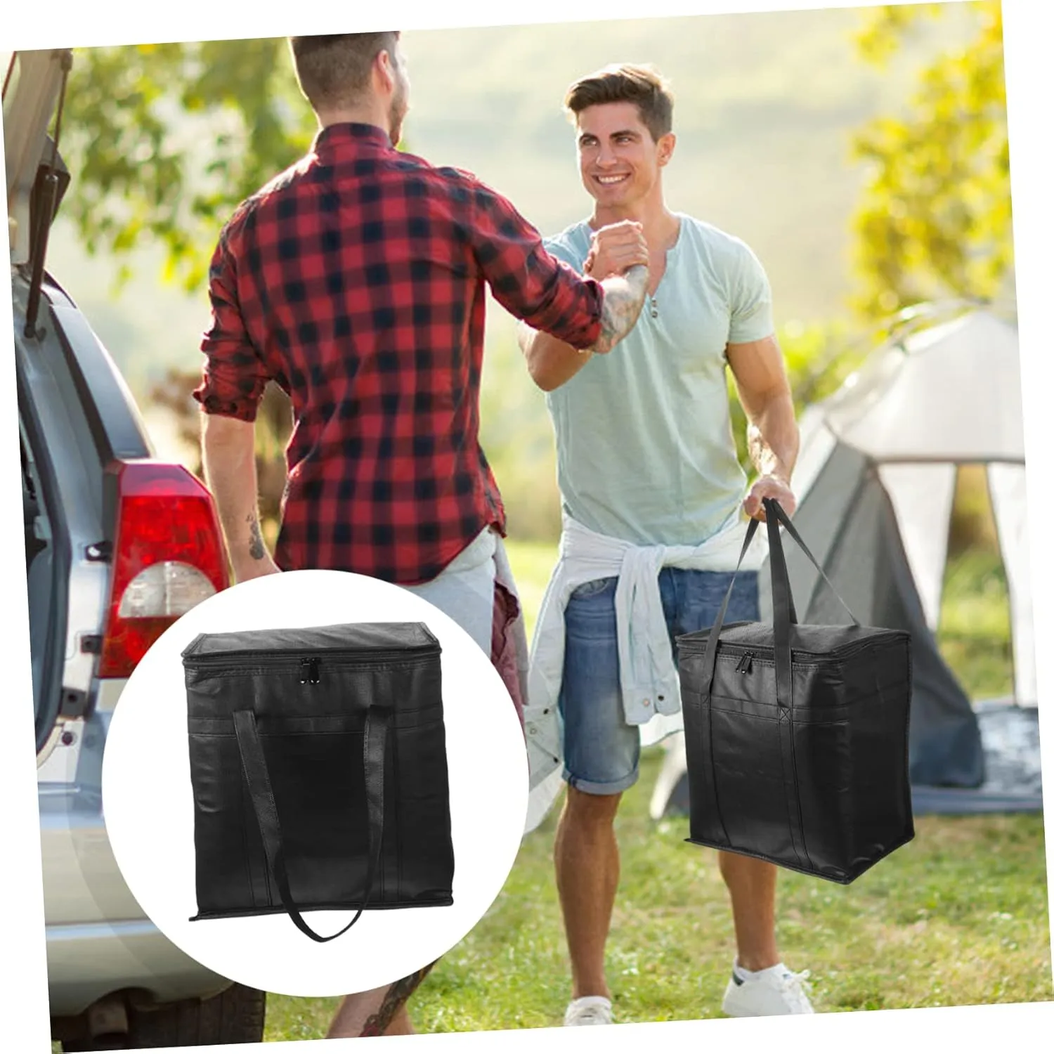 Picnic Lunch Bag Insulated Large Capacity Foldable Aluminum Food Insulation Bag Car Lunch Tote Portable Insulated Lunch Bag