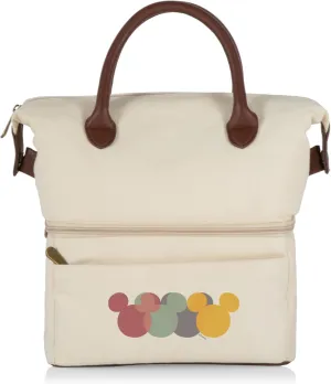 PICNIC TIME Disney Mickey Mouse Urban Lunch Bag, Cooler Lunch Tote, Insulated Lunch Bag, (Beige with Brown Accents)