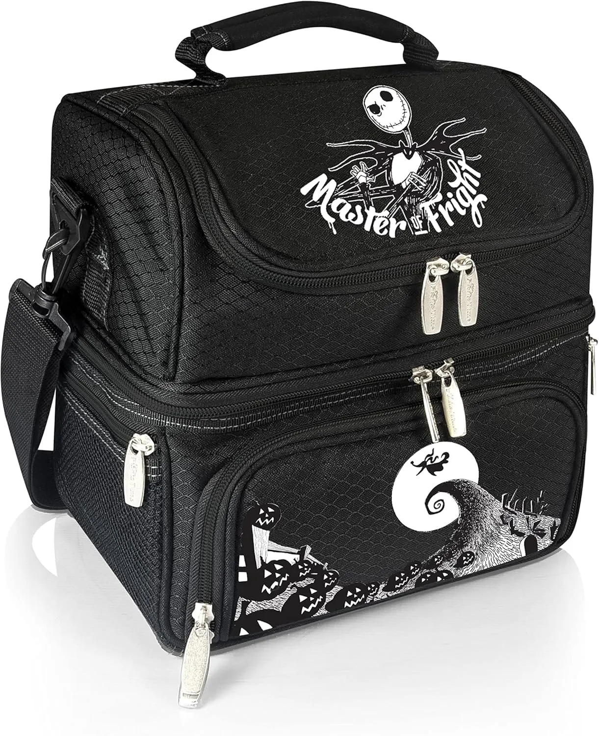 PICNIC TIME Disney Nightmare Before Christmas Jack Pranzo Lunch Bag, Insulated Lunch Box with Utensil Set, Lunch Cooler Bag, (Black), 11 x 7.5 x 12