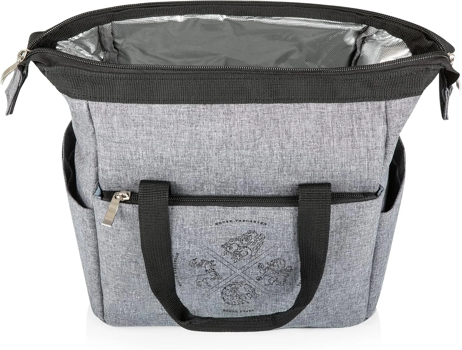 PICNIC TIME Game of Thrones 4 Houses On The Go Lunch Bag, Soft Cooler Lunch Box, Insulated Lunch Bag, (Heathered Gray)
