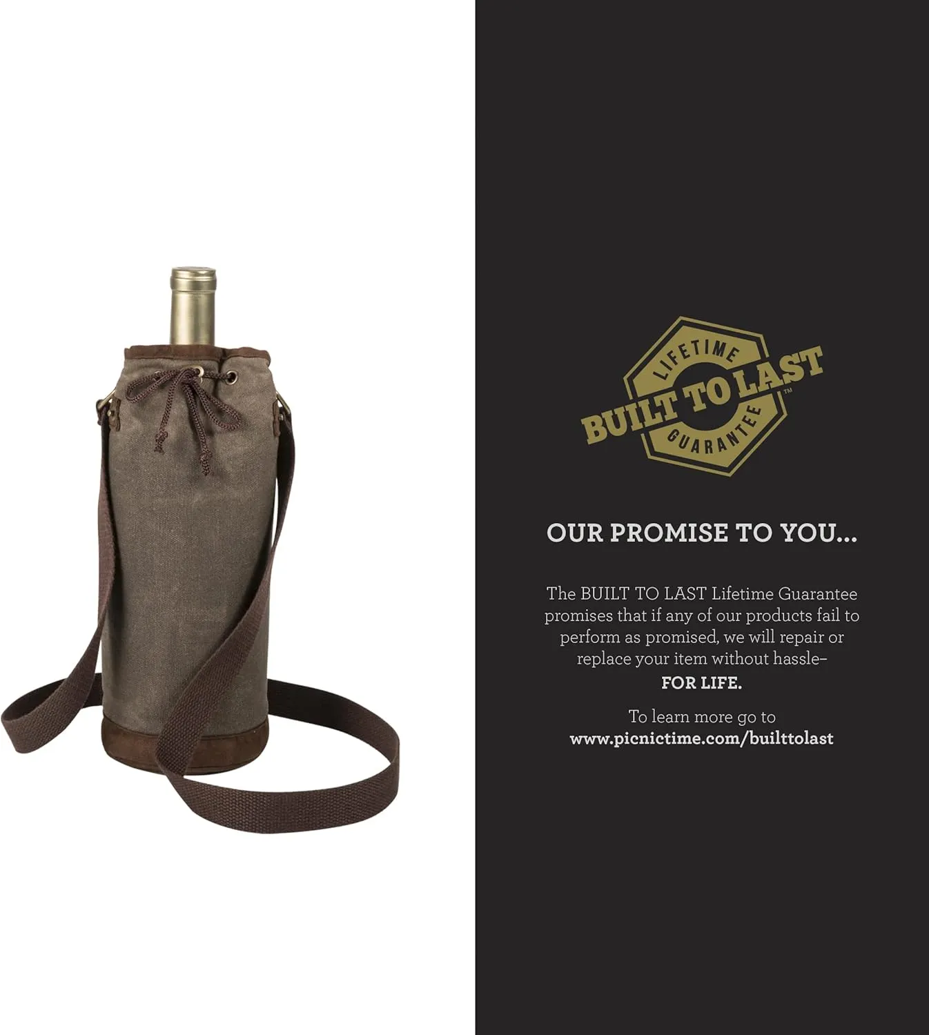 PICNIC TIME NFL Distressed Waxed Canvas Wine Tote, Single Bottle Insulated Bag, Bottle Carrier, Wine Gift Bag, Khaki Green