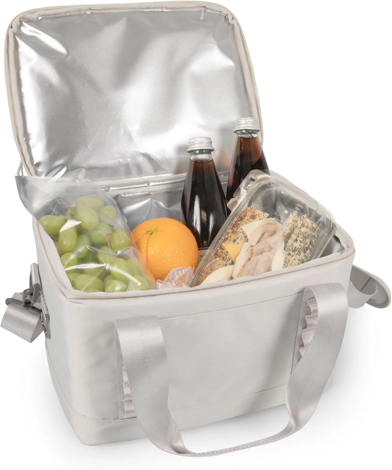 PICNIC TIME Tarana Superthick Cooler Bag with Removable Shoulder Strap, 12 Can Insulated Soft Cooler, Beach Cooler, Insulated Camping Cooler, Picnic Cooler, (Halo Gray)