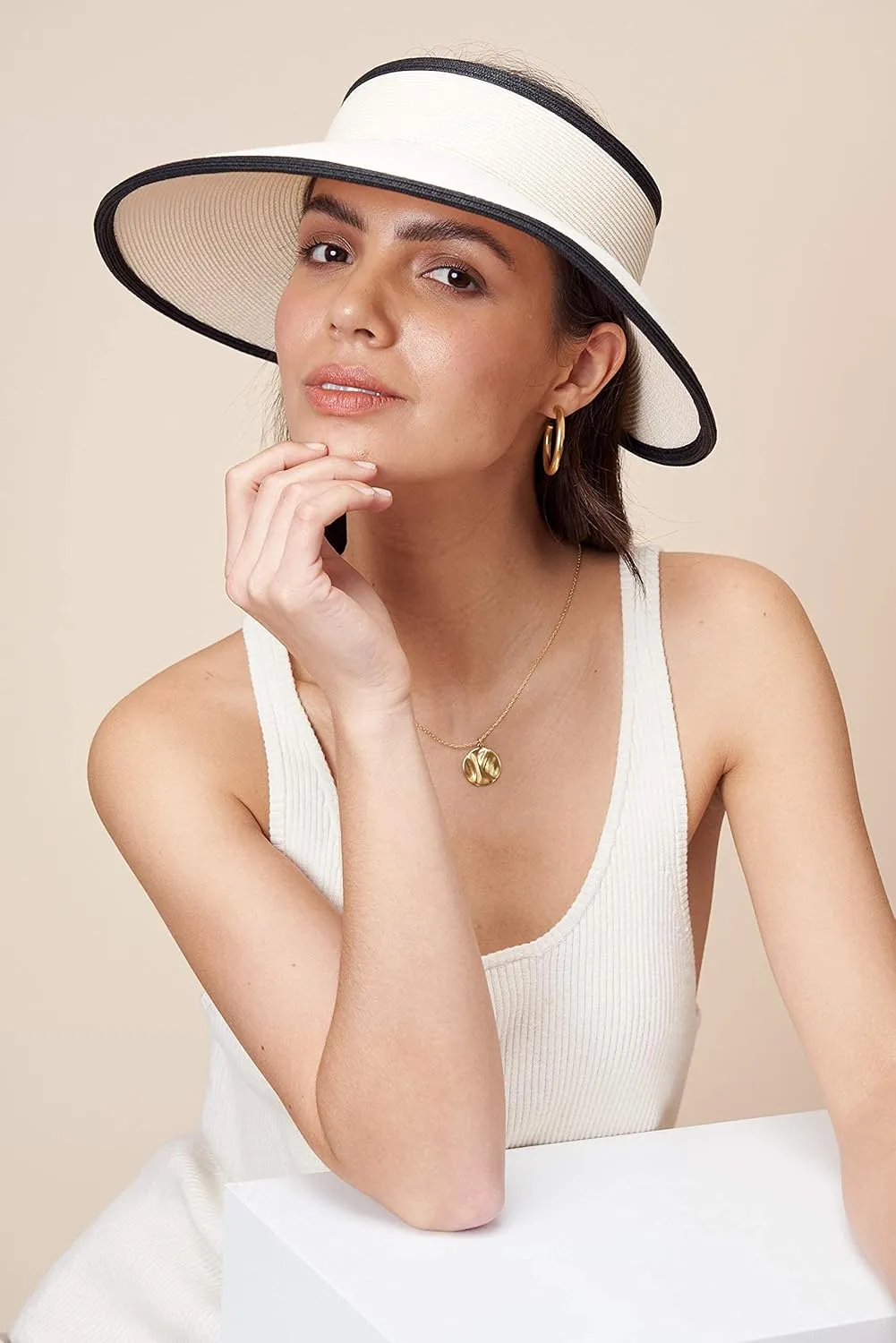 Pineapple&Star Vienna Visor Women’s Summer Sun Straw Packable UPF 50  Beach Hat