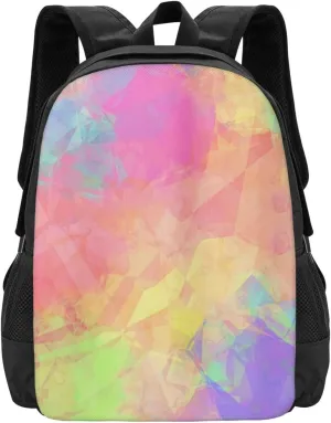 Pink Lime Green Purple Blue Polygon Art Lightweight Packable Backpack Travel Casual Large Capacity Daypack Foldable Backpack For Men Women