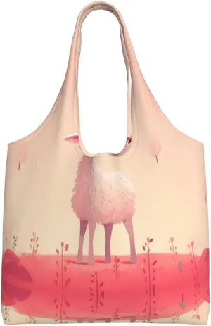 Pink Sheep Printed Single Shoulder Commuter Canvas Bag, Grocery Shopping Bag, Daily Use Canvas Bag