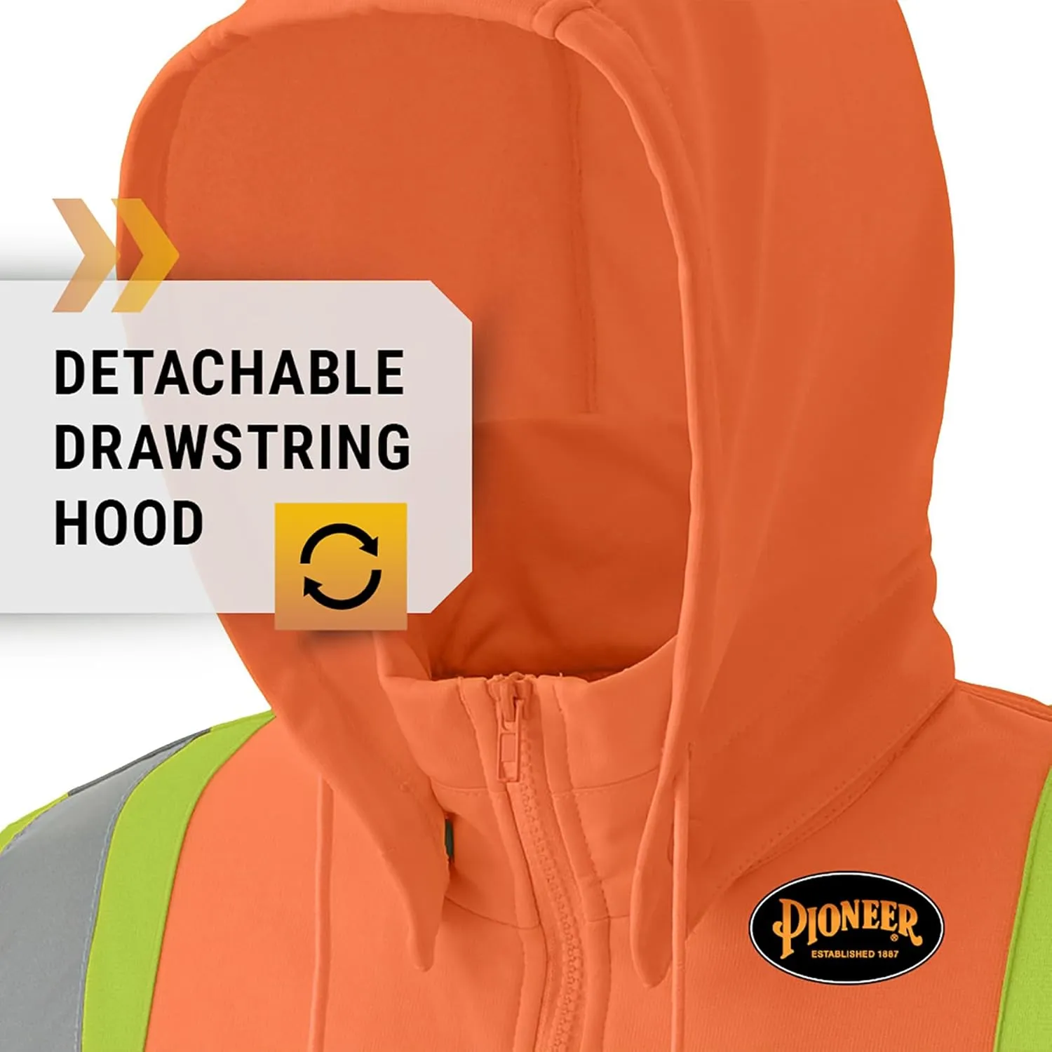 Pioneer High Visibility, Ultra Reflective, Zip-Style Micro Fleece Hoodie