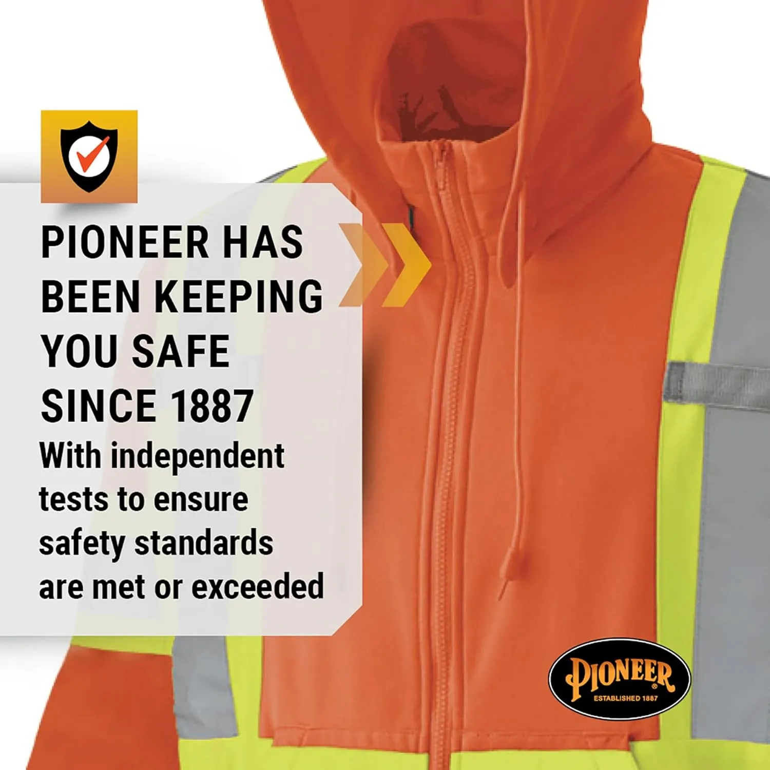 Pioneer High Visibility, Ultra Reflective, Zip-Style Micro Fleece Hoodie