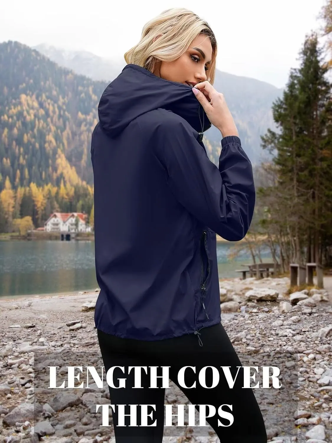 PITINAN Rain Jacket Women Waterproof Lightweight Rain Jacket With Hood Packable Raincoat with Pockets S-XXL