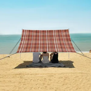 Plaid Checkered Fabric Pattern Beach Canopy Tent Anti-UV & Wind Resistant, Camping Sun Shelter Easy Setup Portable,Outdoor Shade Tents with Sandbags,Sand Shovels,Ground Pegs & Stability Poles
