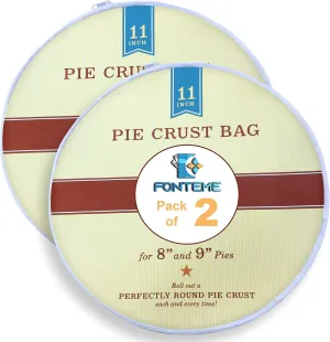 Plastic Pie Crust Dough Rolling Bag - Set of 2 (11") | Non-Stick Mess Free Pie Crust Dough Shaper, Cookie, Pastry, Pizza, and Pasta Doug