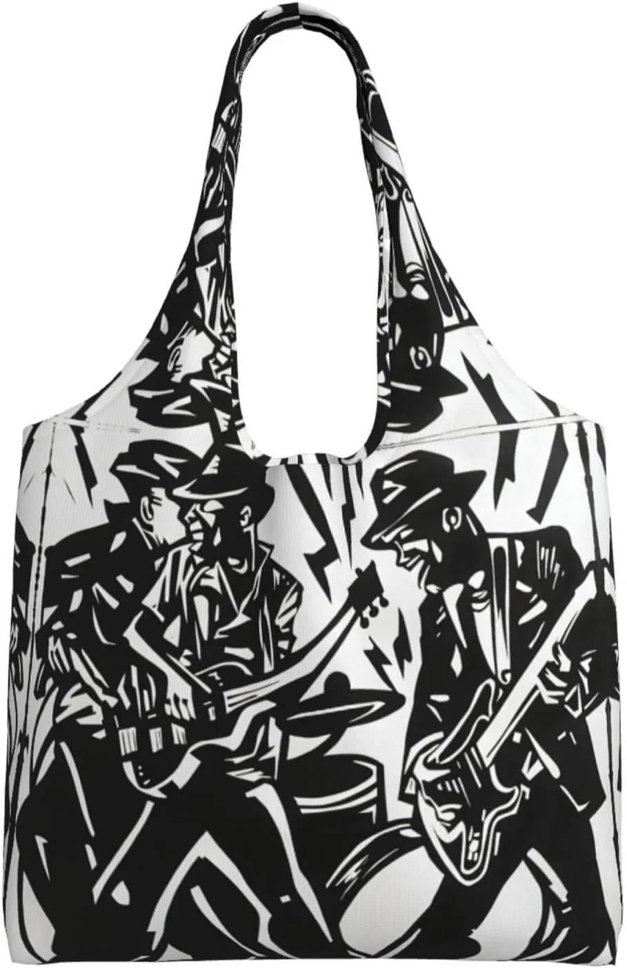 Play jazz music Large capacity single-shoulder commuter canvas bag, suitable for shopping, travel, multi-purpose, light and not shoulder-squeezing, Black