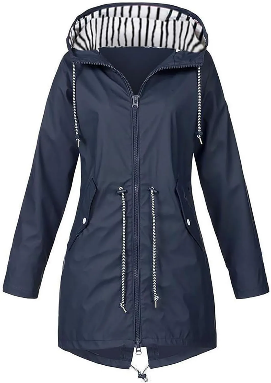 Plus Size Raincoat Women Long Hooded Trench Coats Lined Windbreaker Travel Jacket Outdoor 2023 Long Hooded Jackets