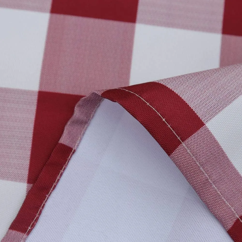 Poise3EHome 60X84 Outdoor/Indoor Waterproof Spillproof Rectangle Tablecloth for Camping, Picnic, Afternoon Tea, BBQ, Burgundy Red Checkered