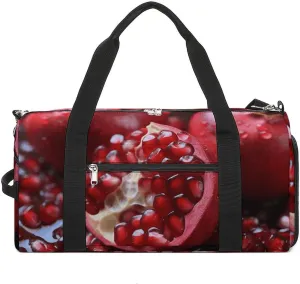Pomegranate Fruit Gym Bag Travel Duffel Bags for Men Women Large Weekender Bags Carry On Overnight Duffle Bag with Shoe Compartment for Workout
