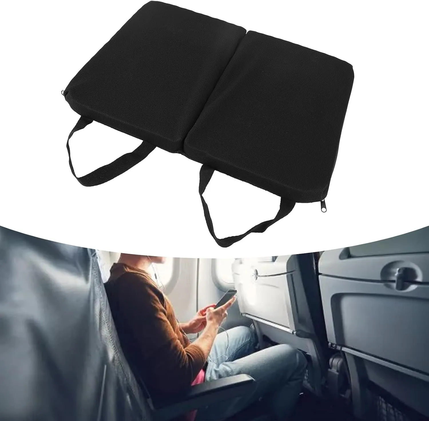 Pongnas Gel Seat Cushion Breathable Foldable Travel Cushion Chair Pads for Airplane Seats, Camping, Stadiums (S)