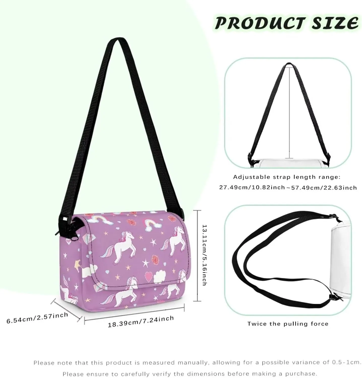 Pony Print Kids Crossbody Purses for Girls Flap Over Shoulder Bag for Kids Lightweight Trendy Satchel Handbags with Zipper Pockets for Classmates Friends Gifts