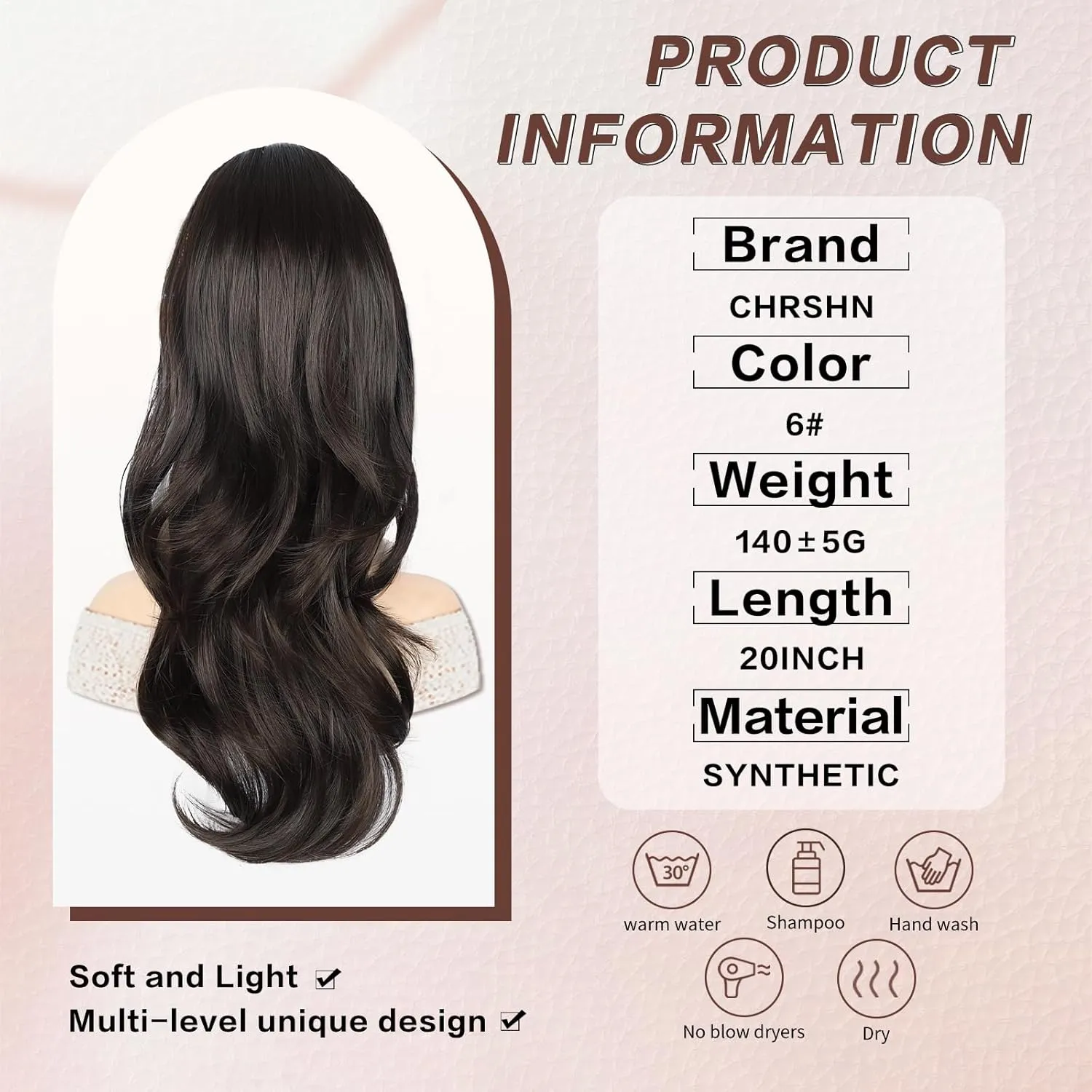 Ponytail Extension, Drawstring Ponytail Extension for Women Long Black Brown Wavy Pony Tails Hair Extensions Synthetic Wavy Clip in Ponytail Hairpiece for Women