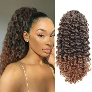 Ponytail Extension,Curly Drawstring Ponytail Extension for Black Women Natural Black Curly Clip in Hair Extensions 18 Inch Synthetic Hairpiece for Daily Party