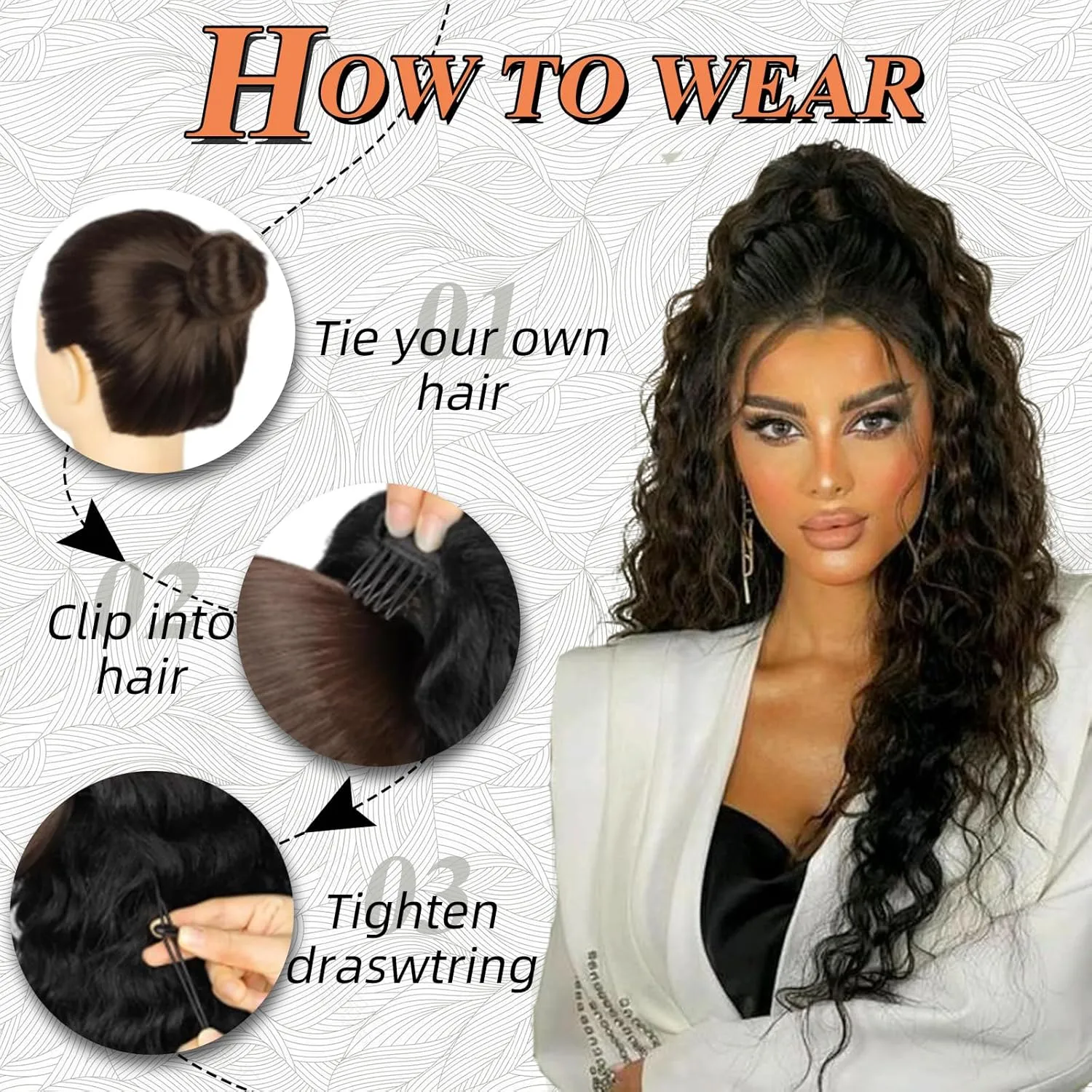 Ponytail Extension,Curly Drawstring Ponytail Extension for Black Women Natural Black Curly Clip in Hair Extensions 18 Inch Synthetic Hairpiece for Daily Party